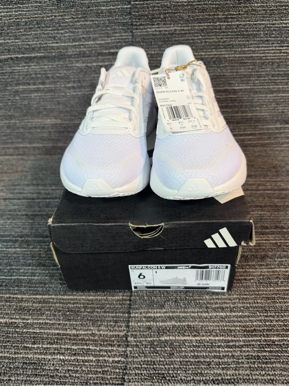 adidas Women's RunFalcon 5 All White Running Sneakers - Picture 3 of 7